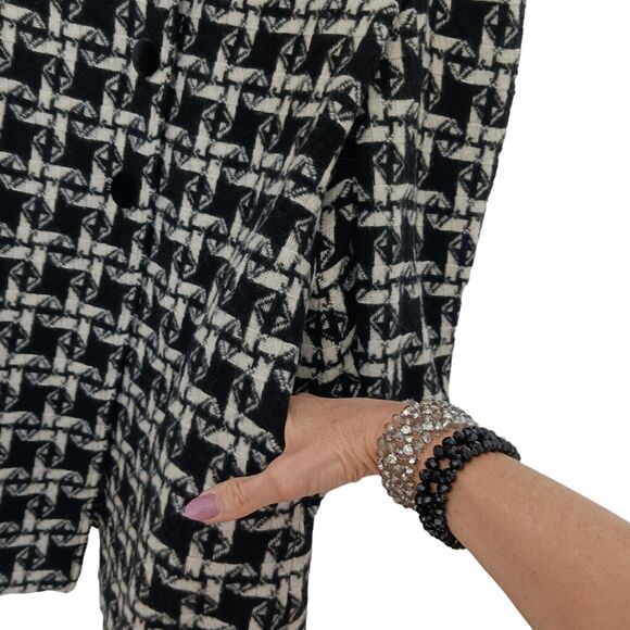 $448 NEW Juicy Couture SWING Coat Sz L Black Angel Twist Black White Houndstooth - Picture 7 of 16